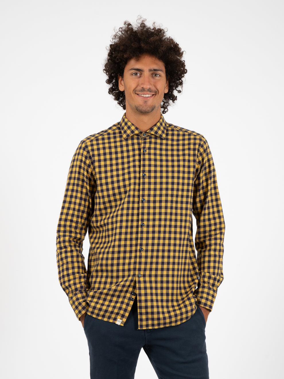 Camicia a quadri giallo / blu