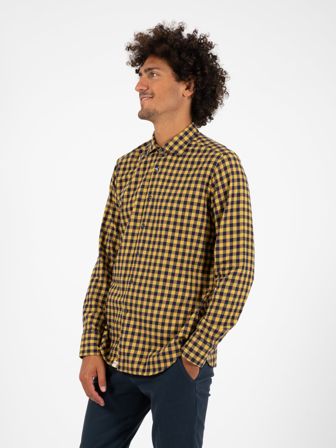Camicia a quadri giallo / blu