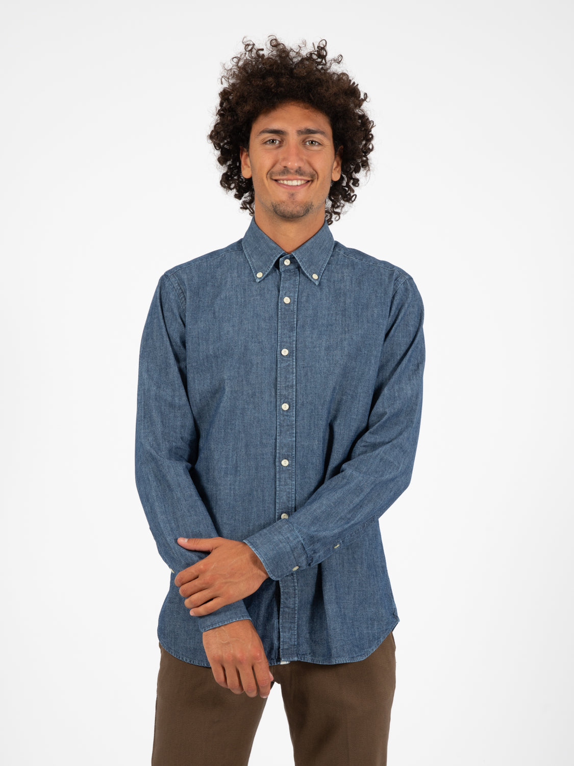 Camicia button down denim medio