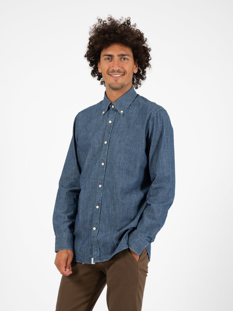 Camicia button down denim medio