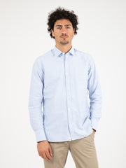 TINTORIA MATTEI 954 - Camicia in cotone a righe azzurro / bianco