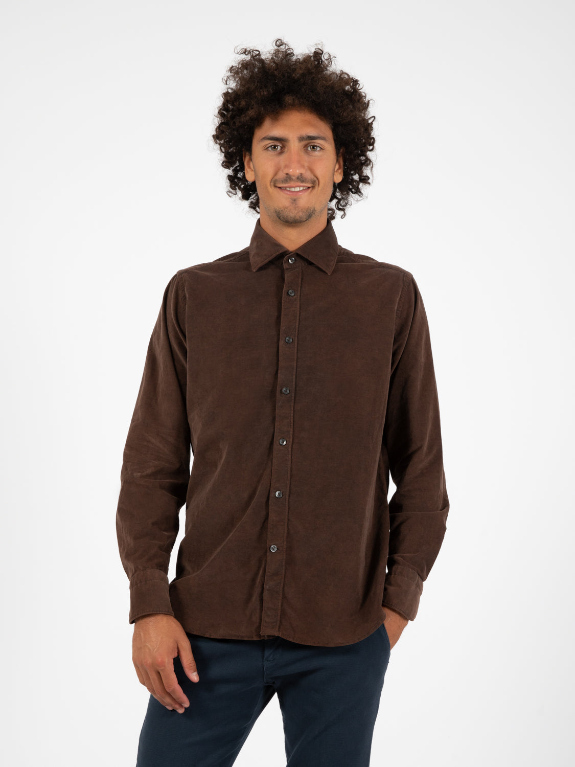 Camicia in velluto a coste moro