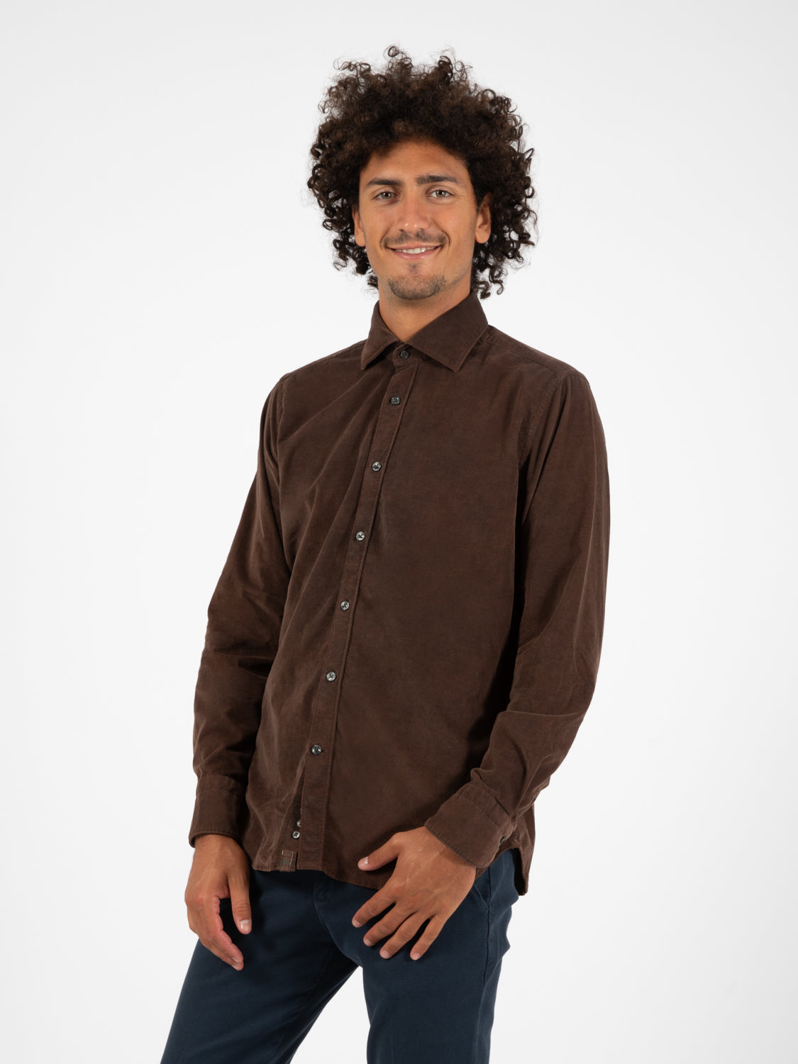 Camicia in velluto a coste moro