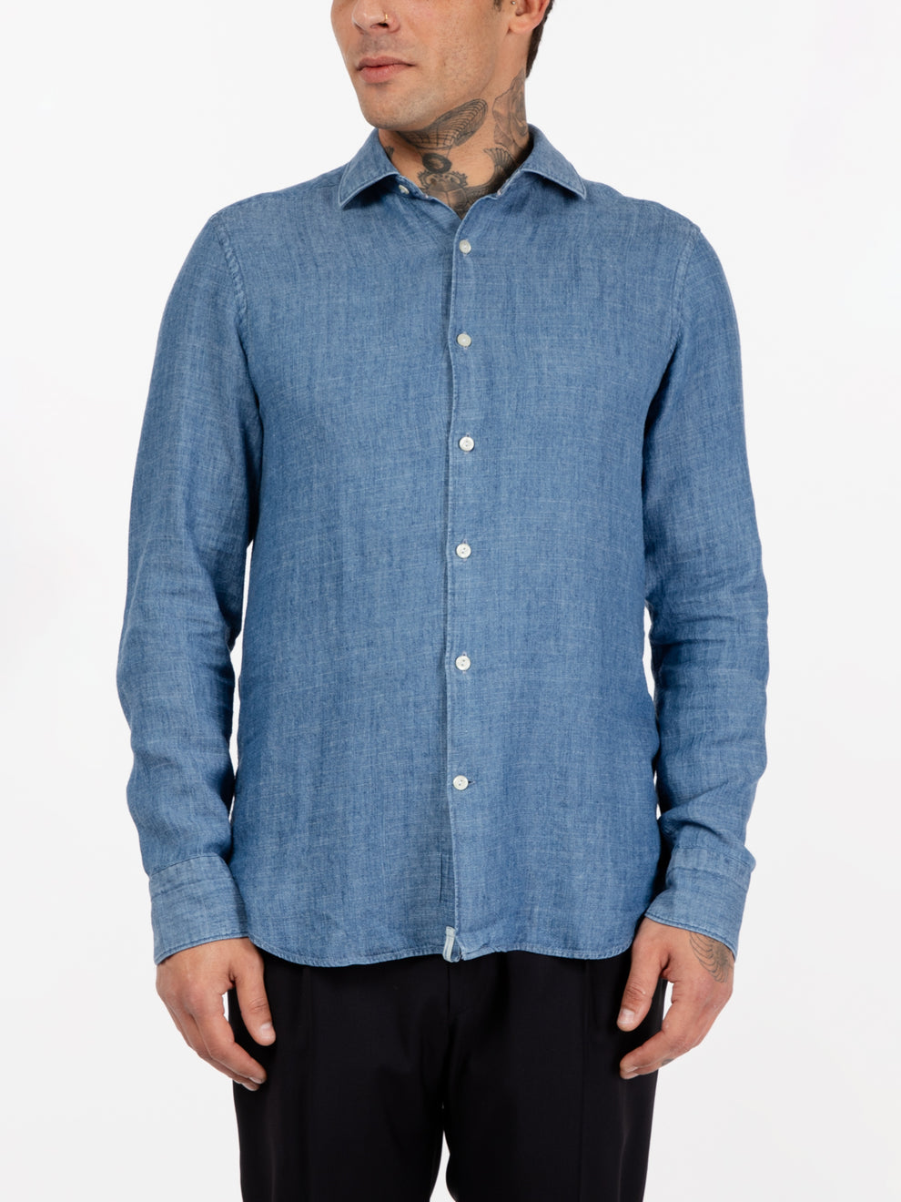 Camicia slim denim azzurro