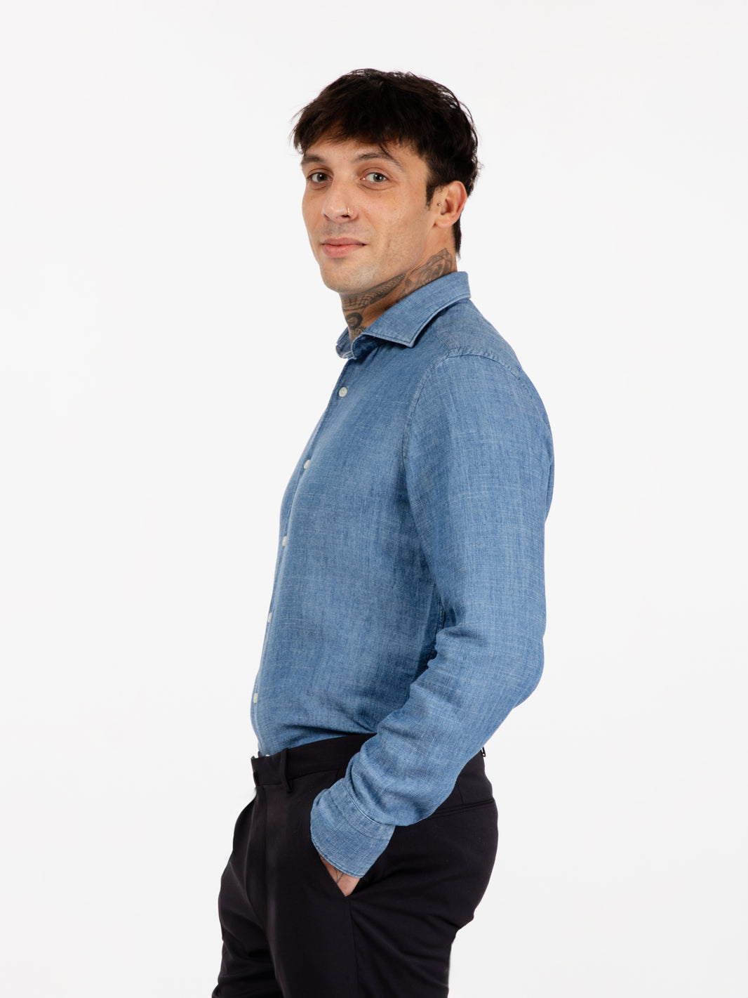 Camicia slim denim azzurro
