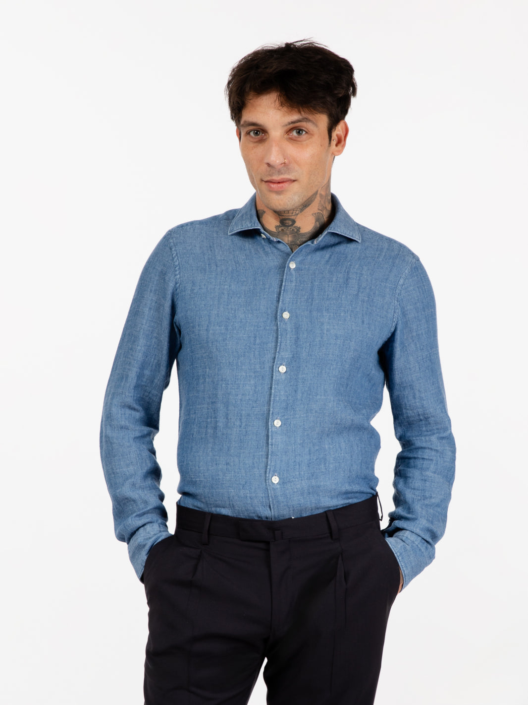 Camicia slim denim azzurro