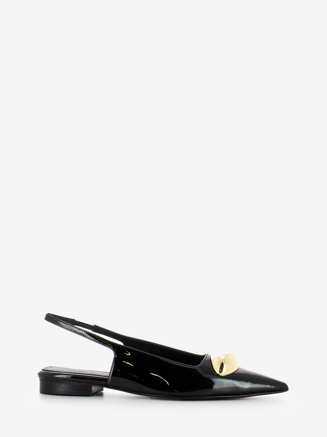 Slingback flat a punta laccato nero