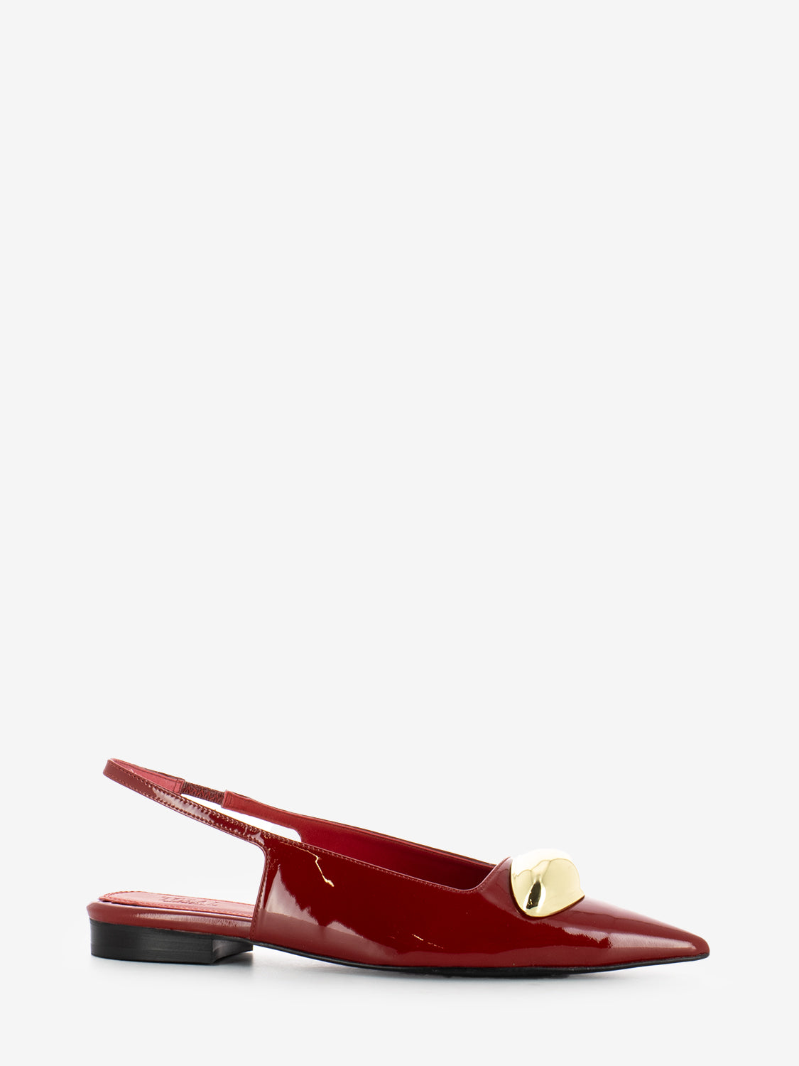 Slingback flat a punta laccato rosso