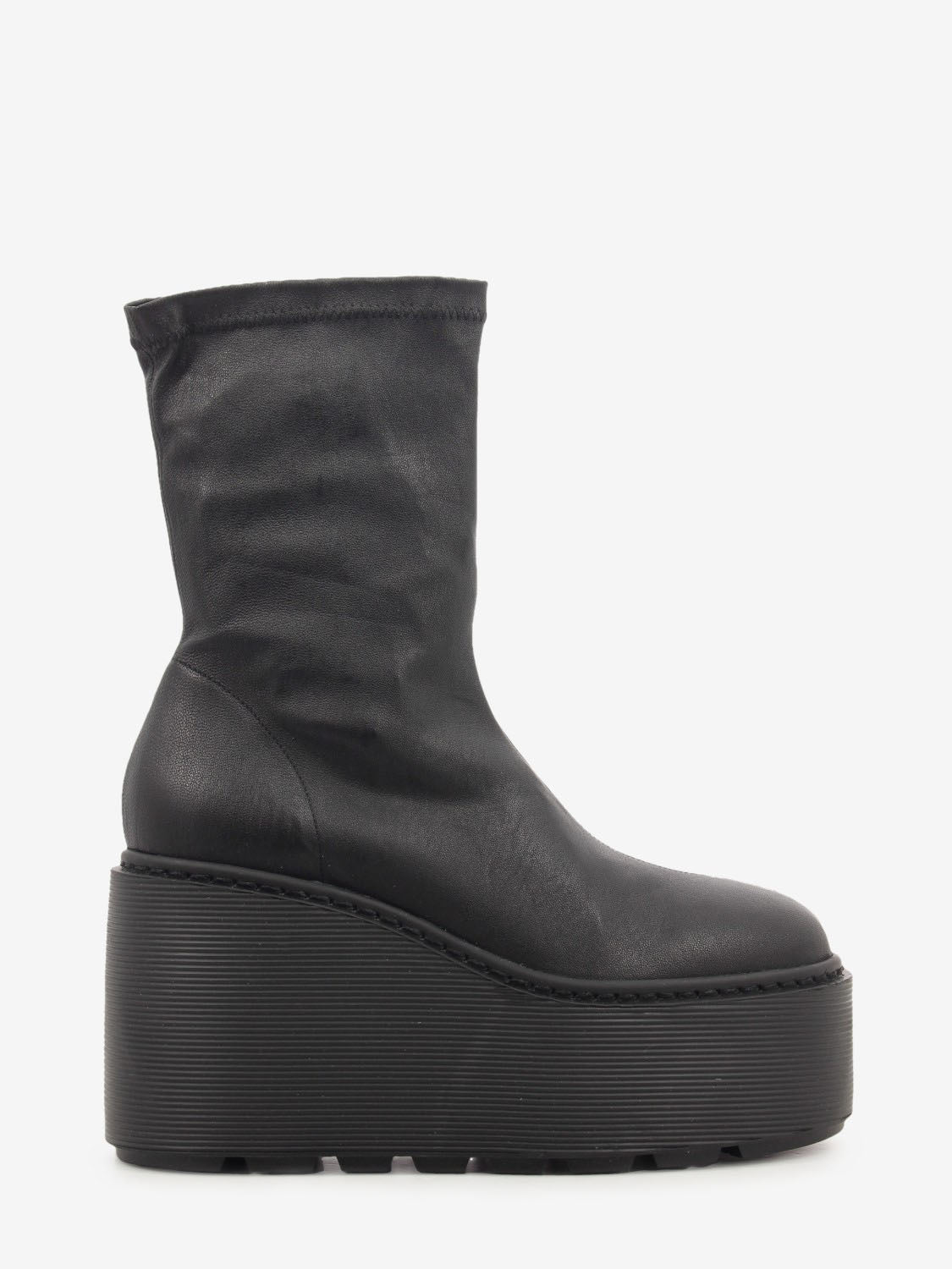 Tronchetto in pelle platform black