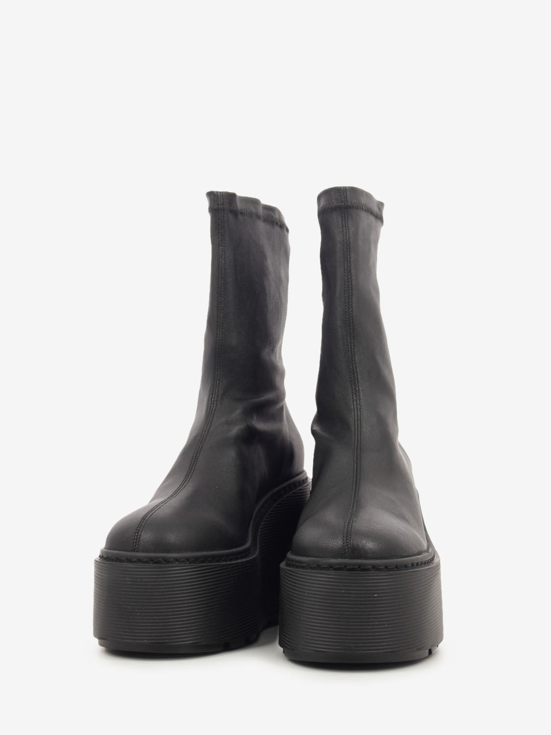 Tronchetto in pelle platform black