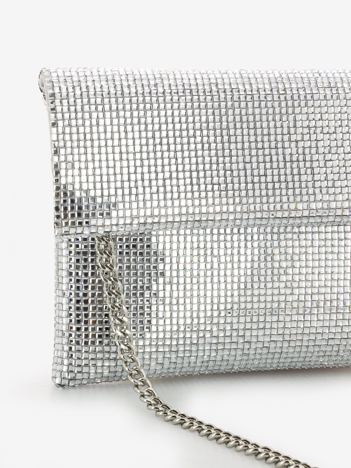 Pochette con strass argento