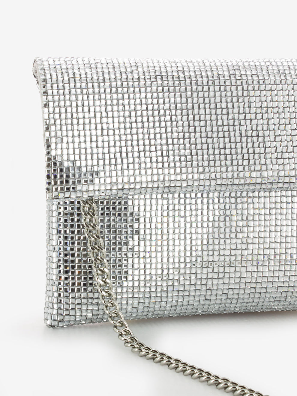 Pochette con strass argento