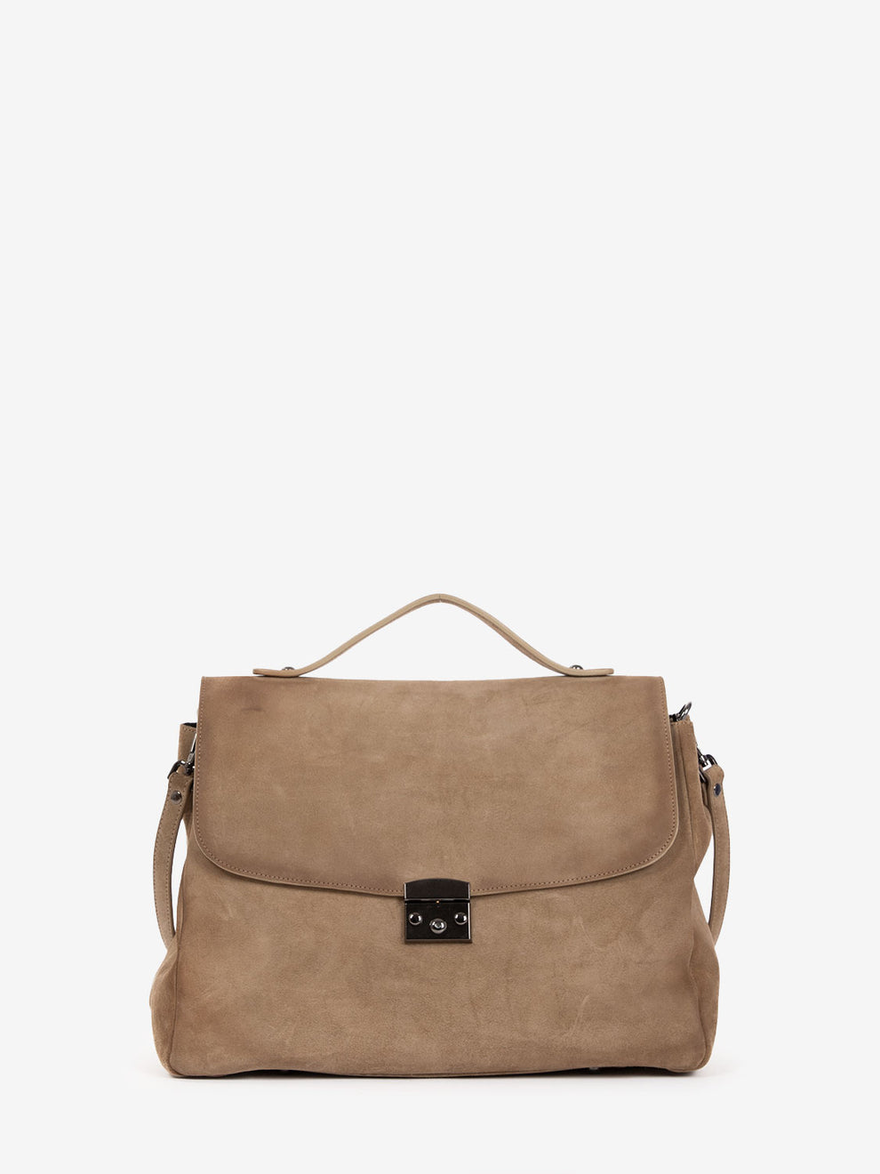 Beige suede messenger bag