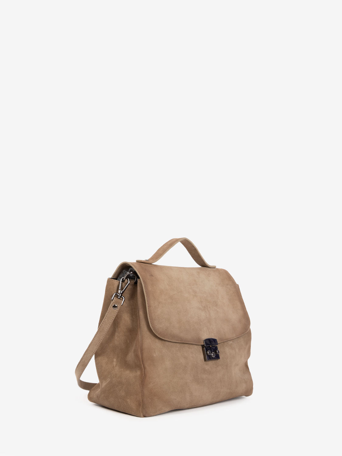 Beige suede messenger bag