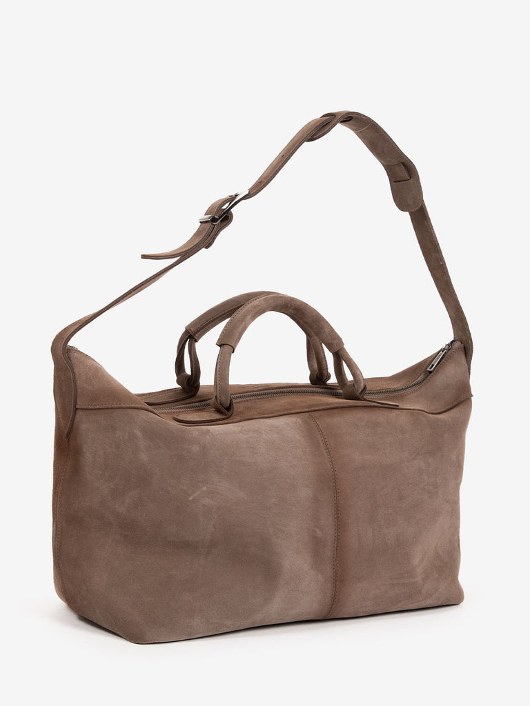 TYEE - Borsone da viaggio in suede beige