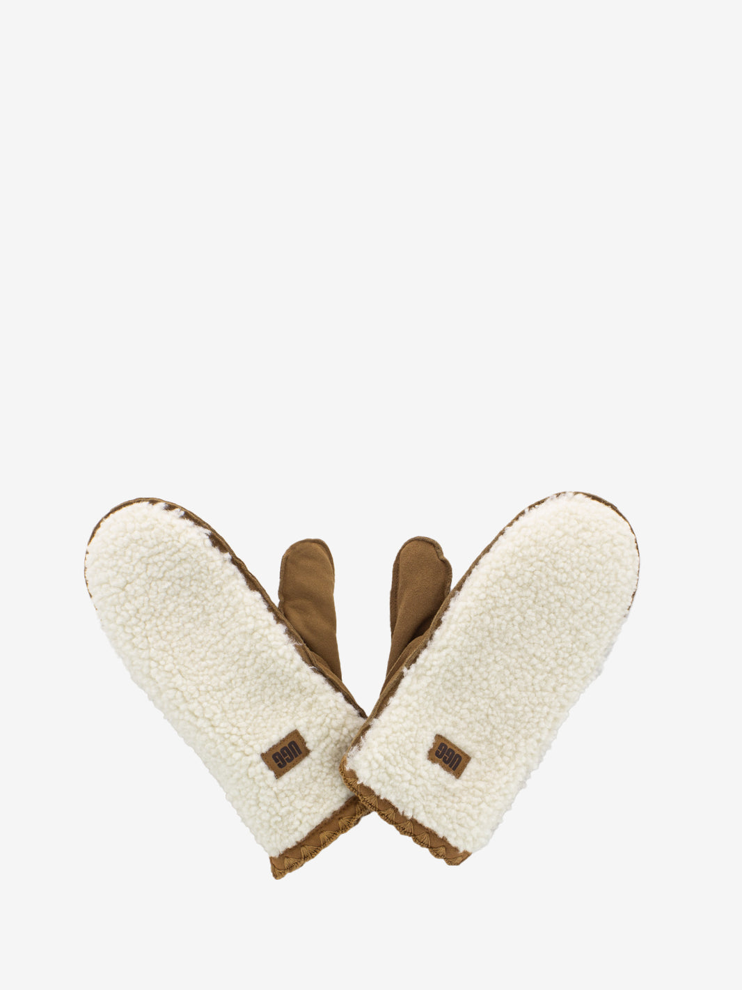 UGGfluff™ Scalloped Mittens White/Brown
