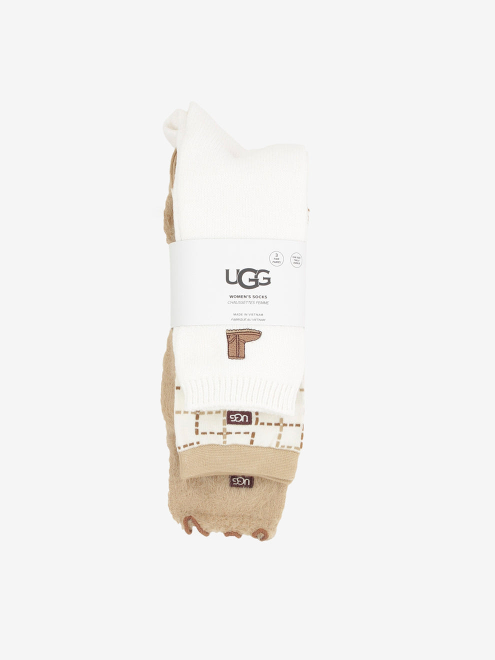 W UGG classic crew 3 pack classic boot / plaid / sand