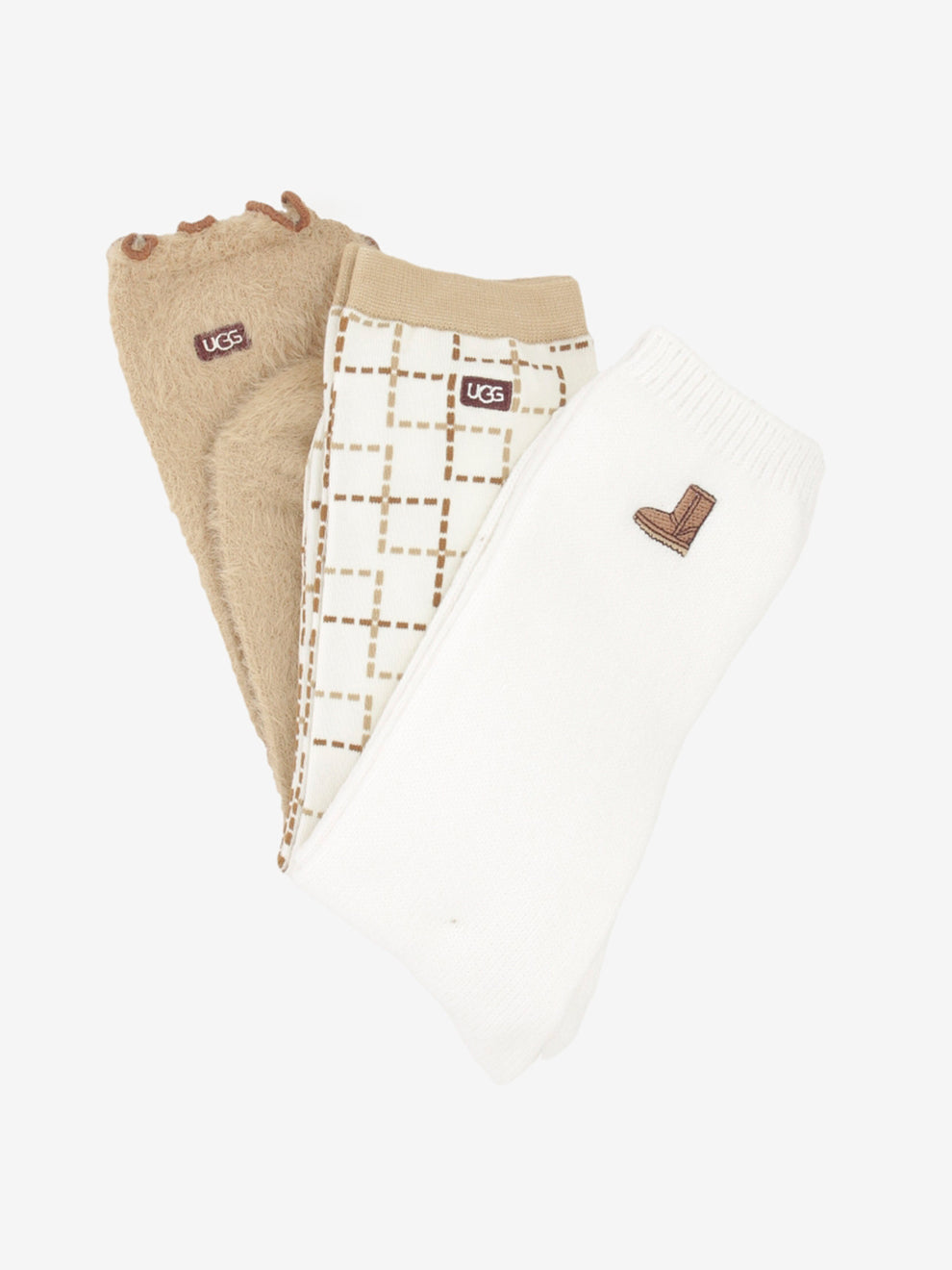 W UGG classic crew 3 pack classic boot / plaid / sand