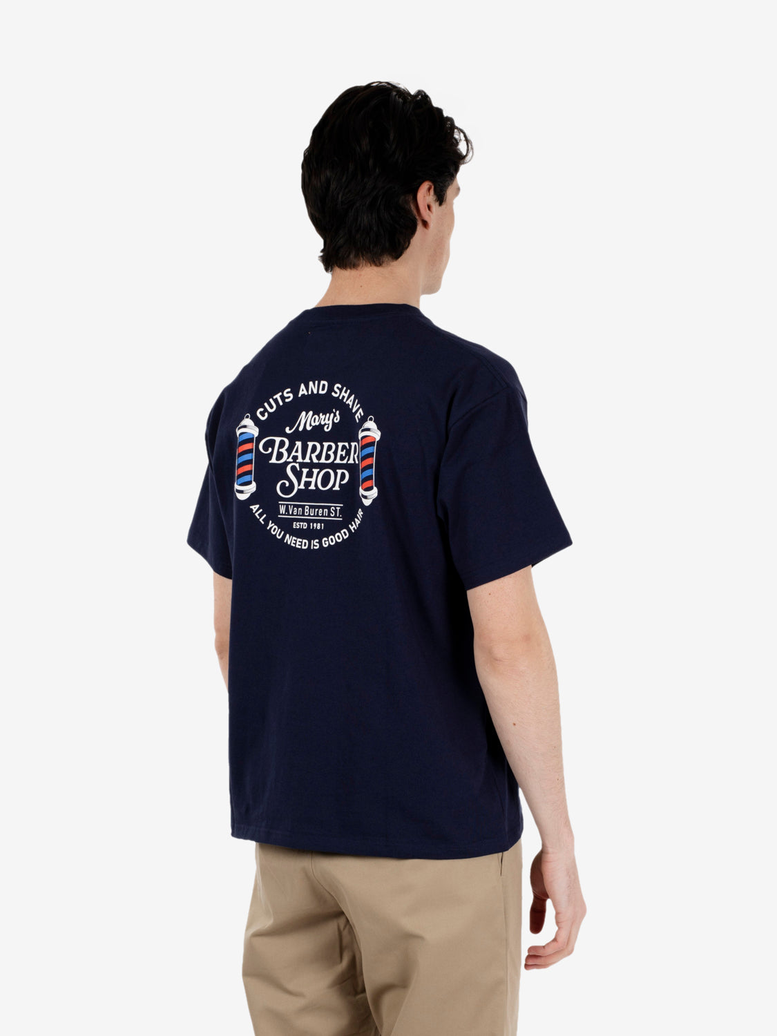 Barber Shop S/S tee navy