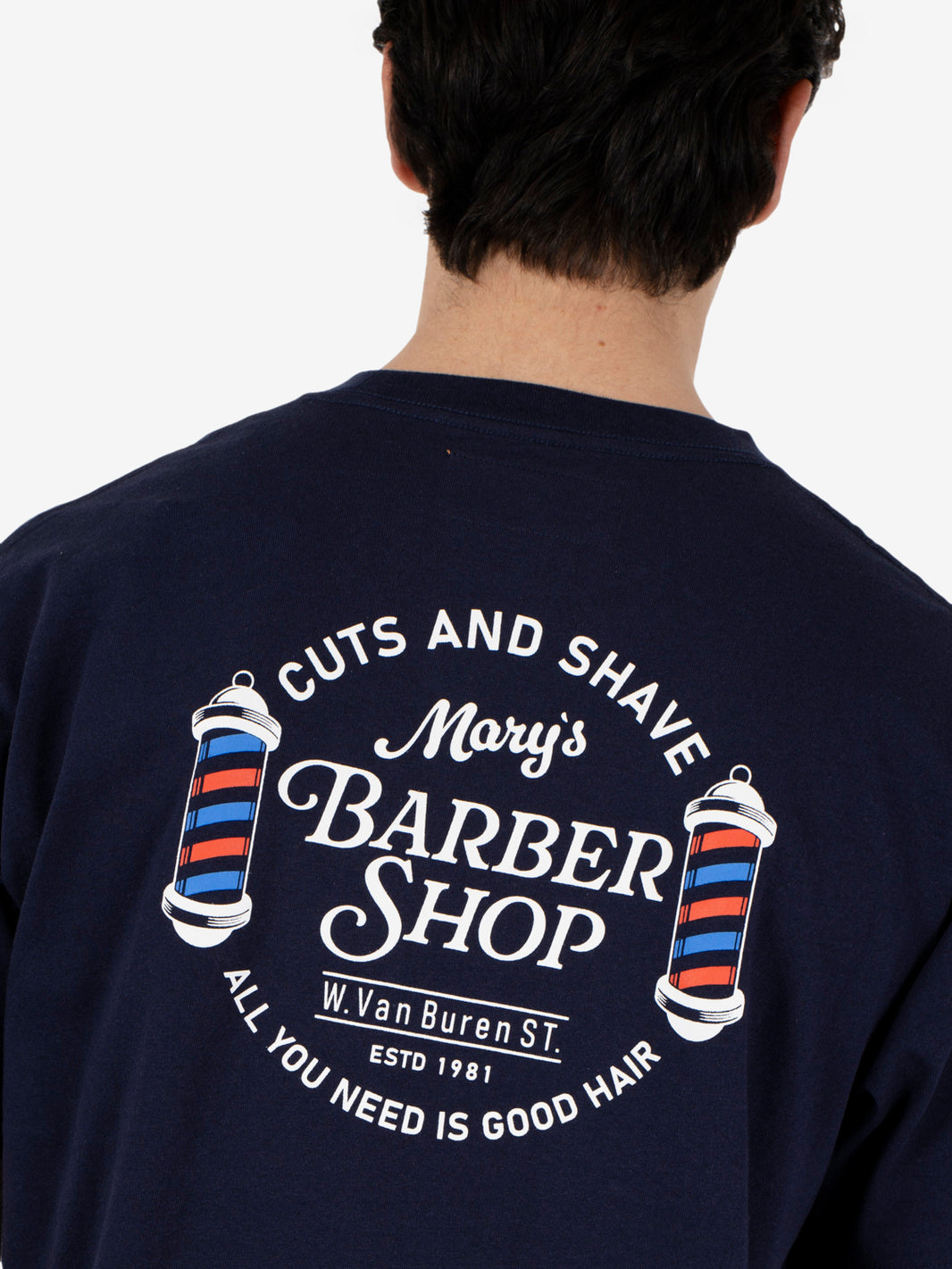 Barber Shop S/S tee navy