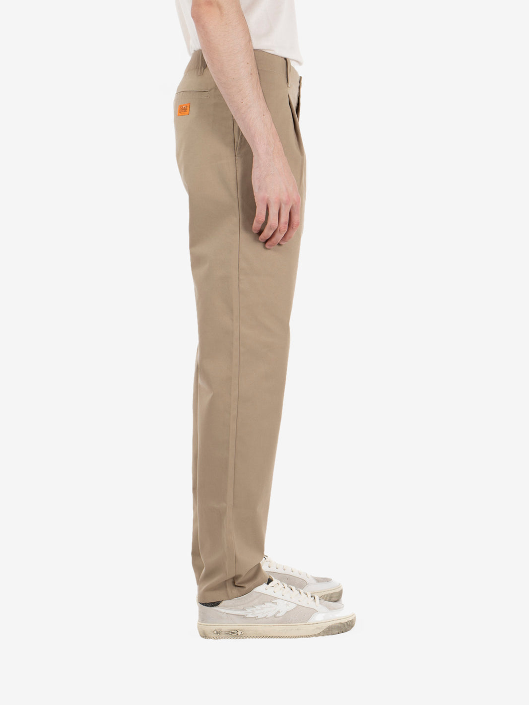 Tuck tapered bio wash pants beige