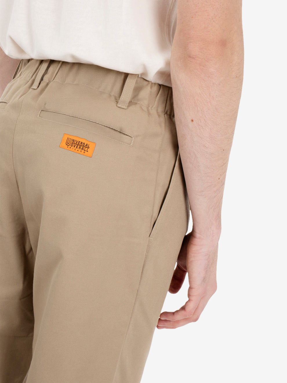 Tuck tapered bio wash pants beige