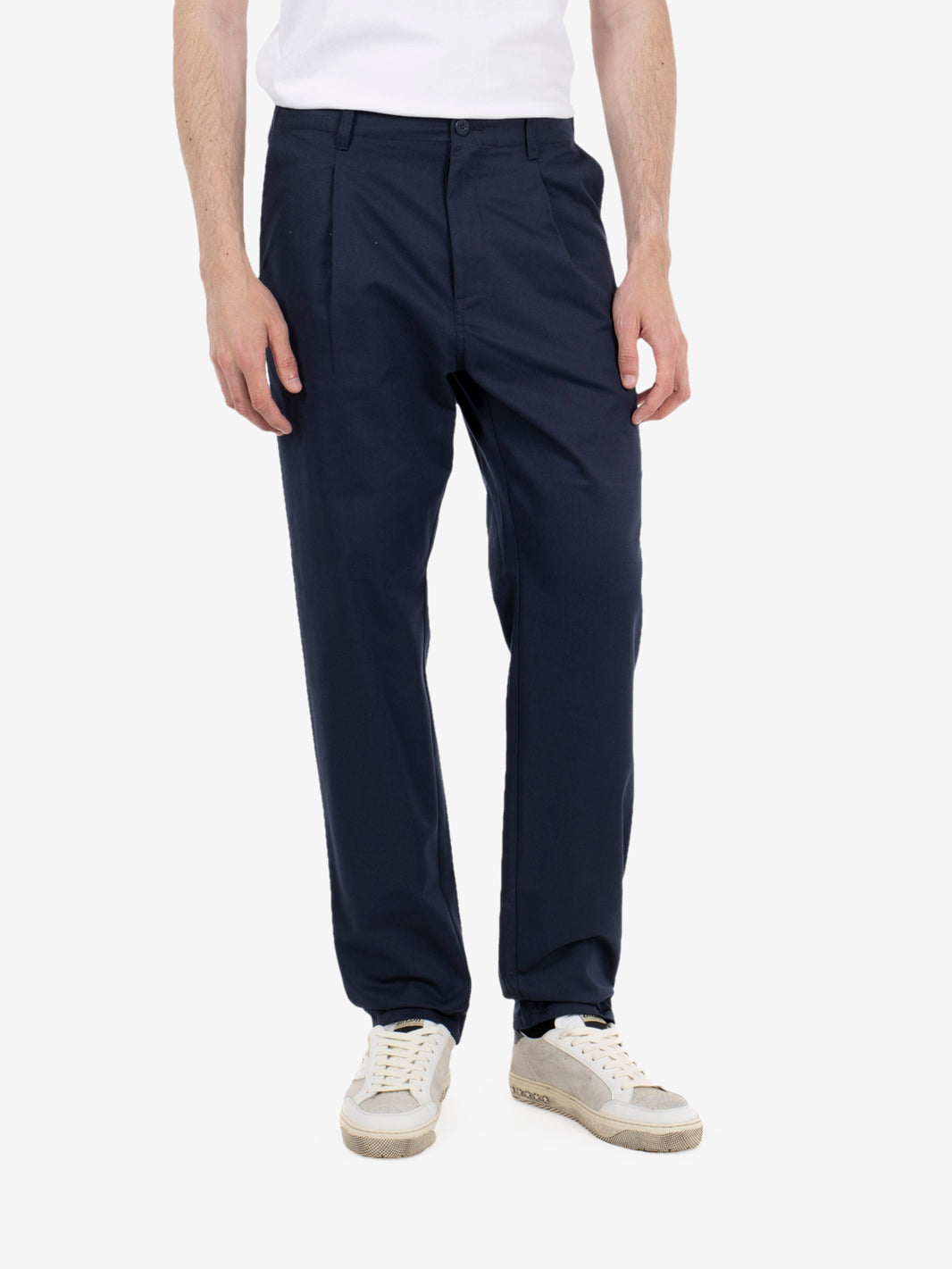 Tuck tapered bio wash pants navy