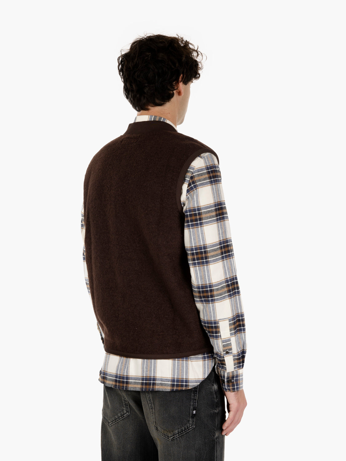 Zip Waistcoat wool fleece fawn