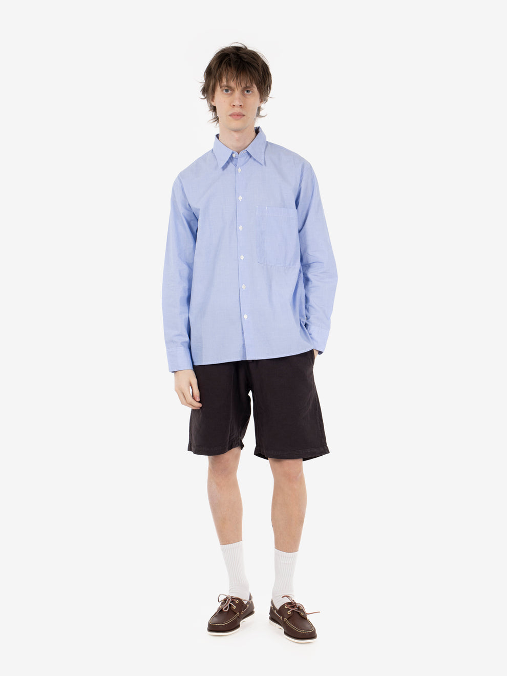 Camicia taschino quadrato azzurro