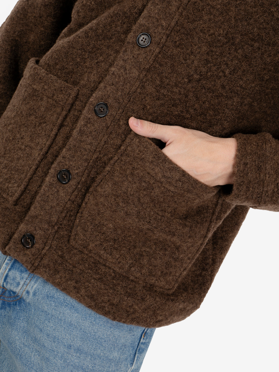 Advance Cardigan wool fleece brown marl