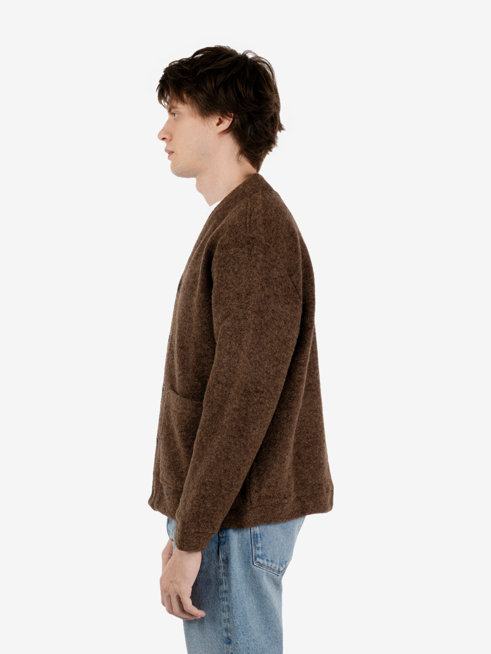 Advance Cardigan wool fleece brown marl