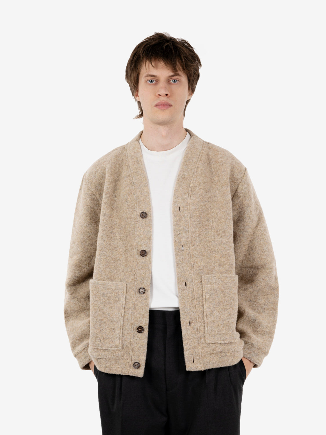 Advance Cardigan wool fleece fawn