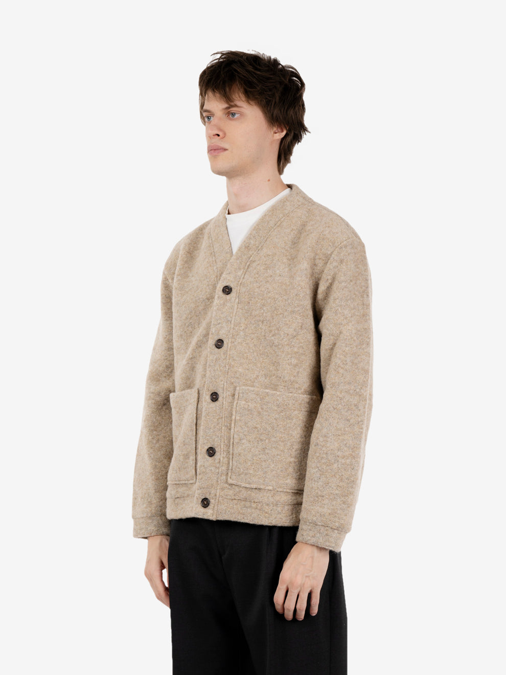Advance Cardigan wool fleece fawn