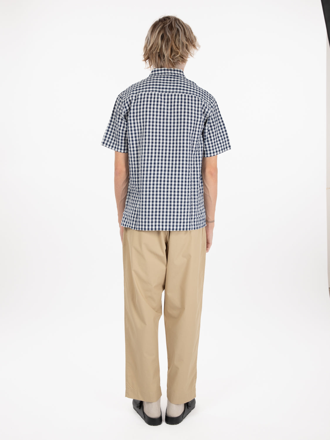 Navy/white cotton check shirt