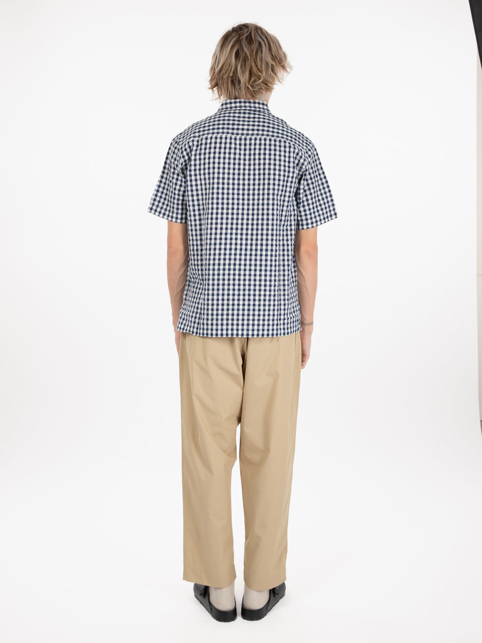 Navy/white cotton check shirt