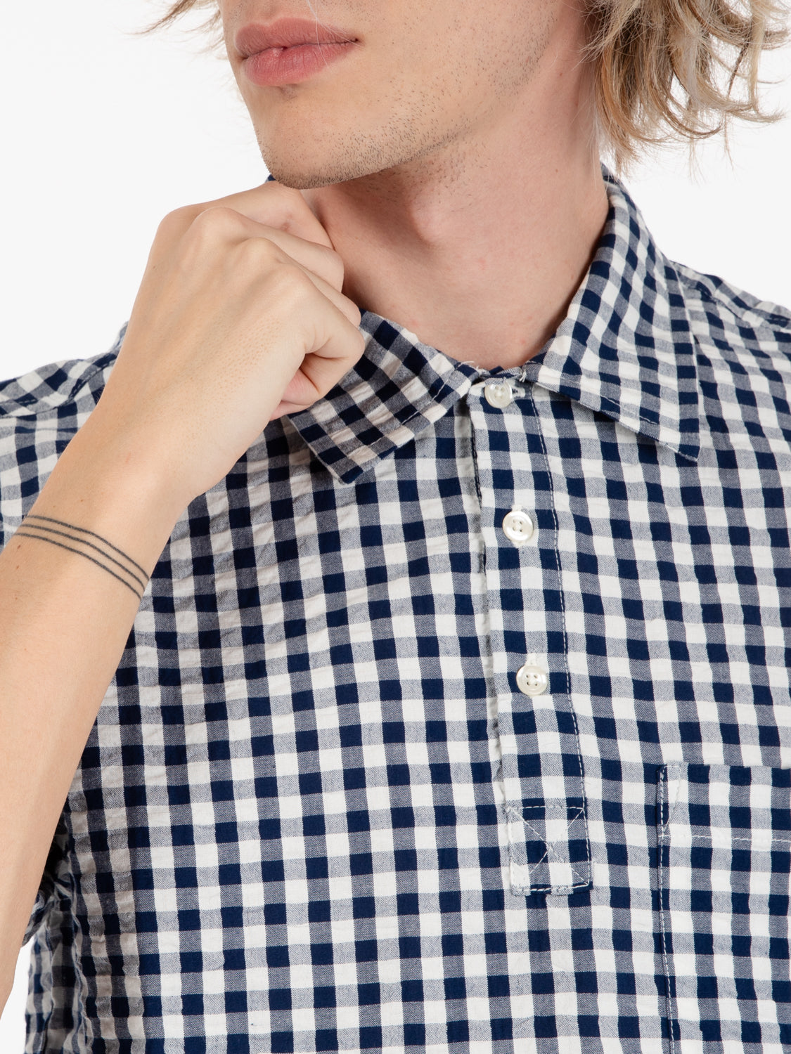 Navy/white cotton check shirt