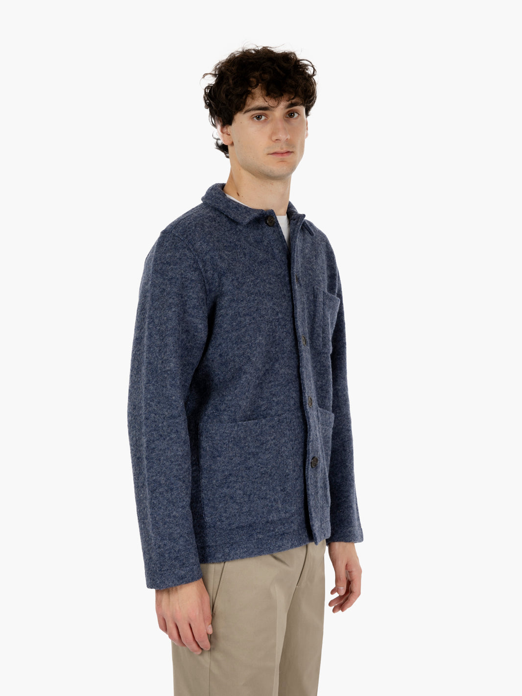 Field jacket wool fleece blue