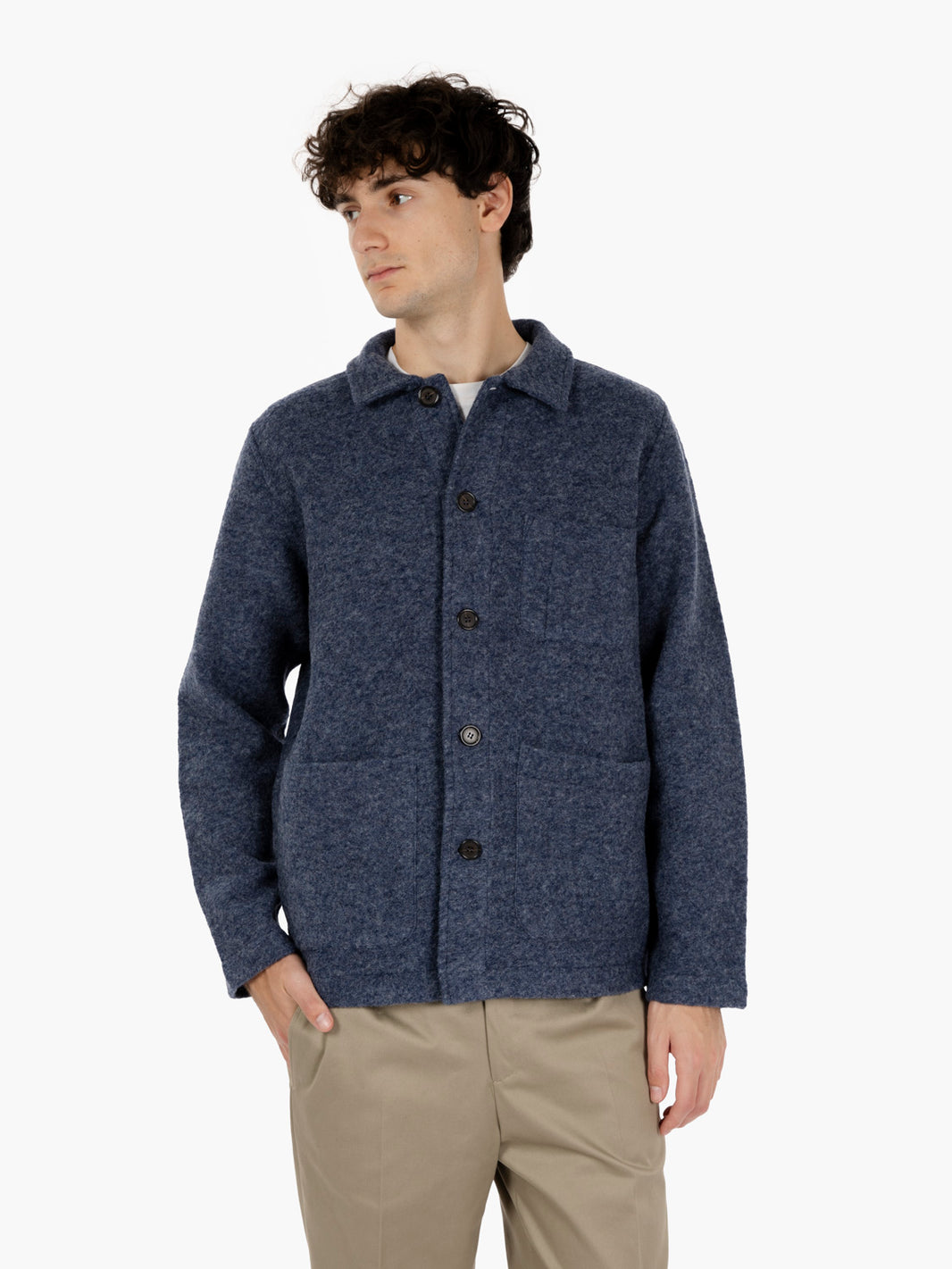 Field jacket wool fleece blue