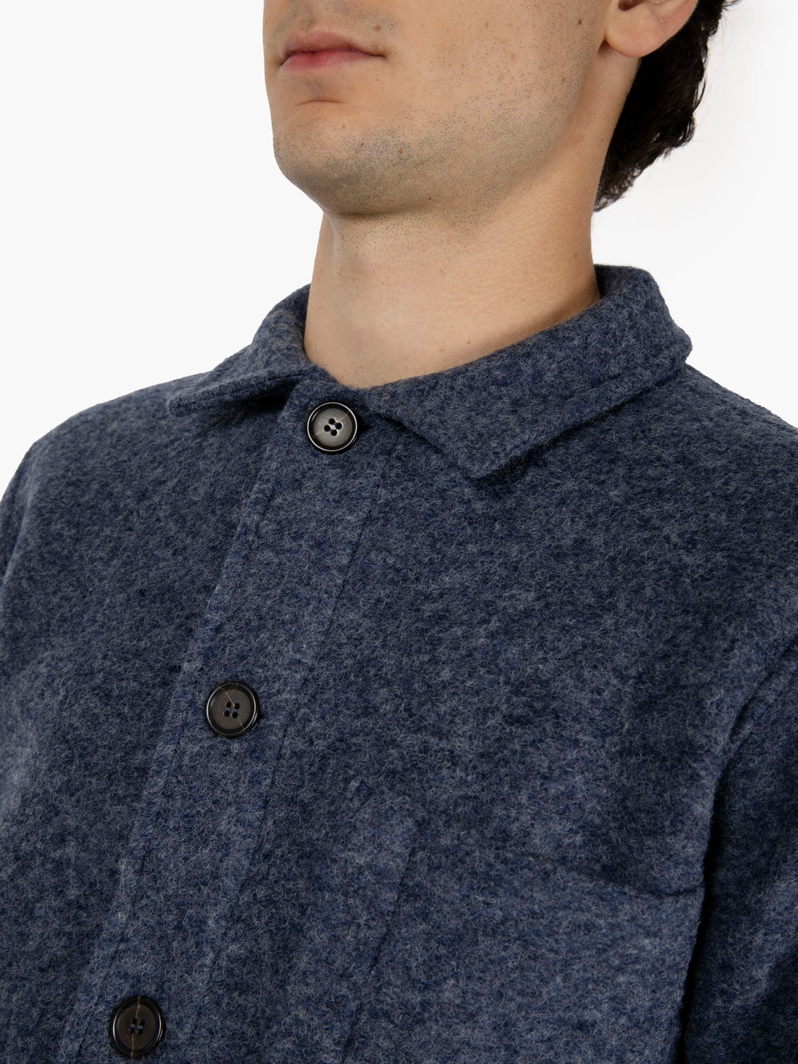 Field jacket wool fleece blue