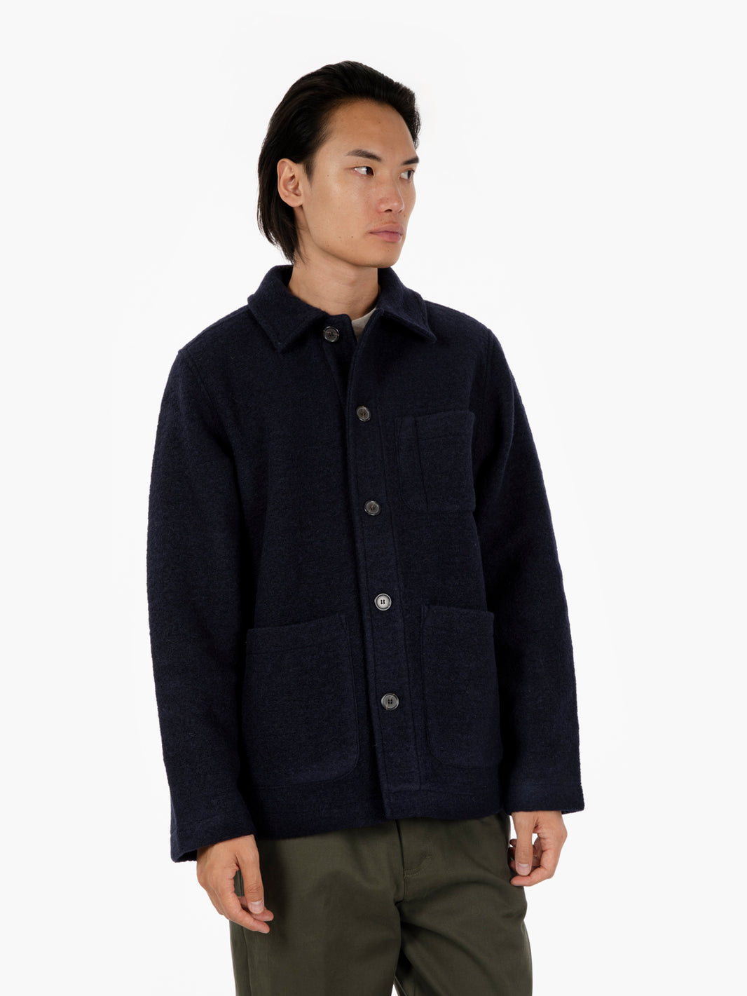 Field jacket wool fleece navy