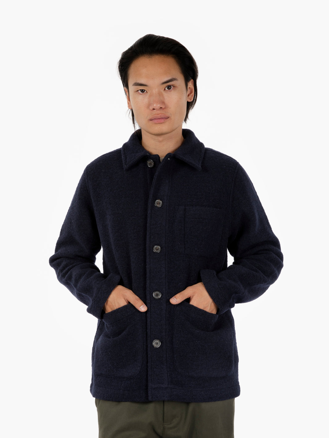 Field jacket wool fleece navy