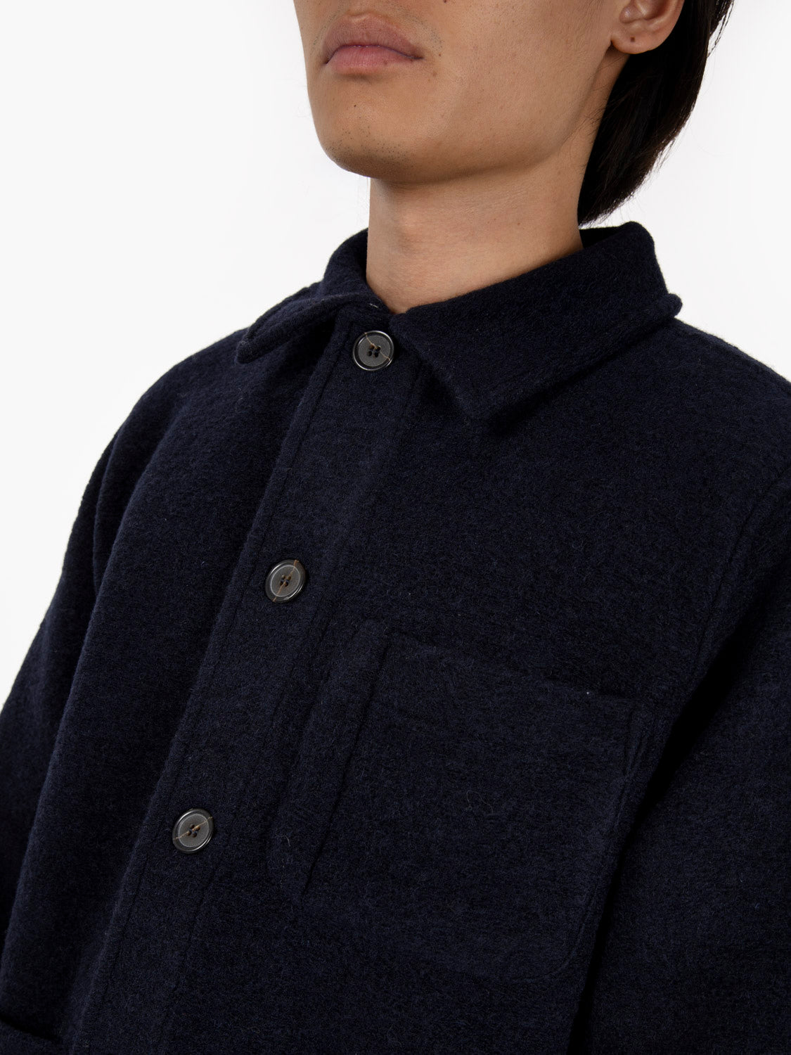 Field jacket wool fleece navy