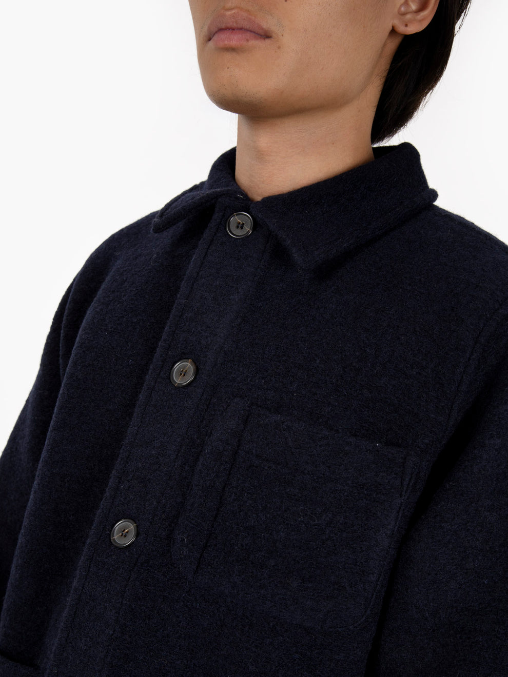 Field jacket wool fleece navy