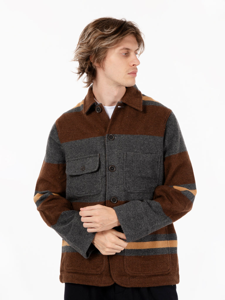 UNIVERSAL WORKS - Merchant jacket charcoal stripe