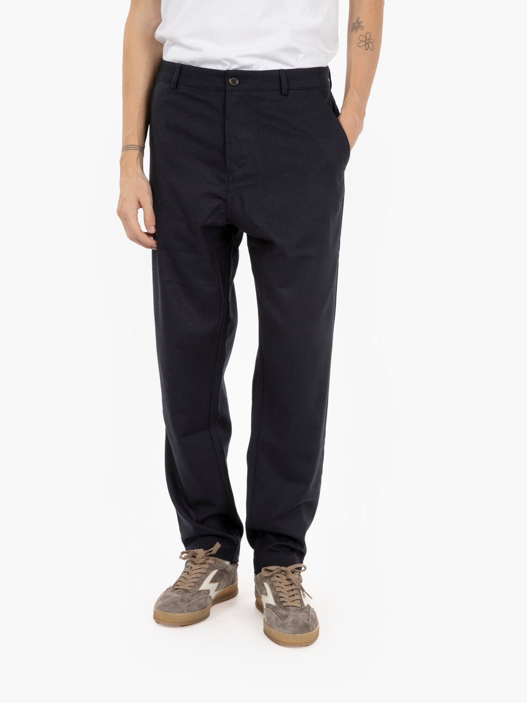 Pantaloni military chino dark navy