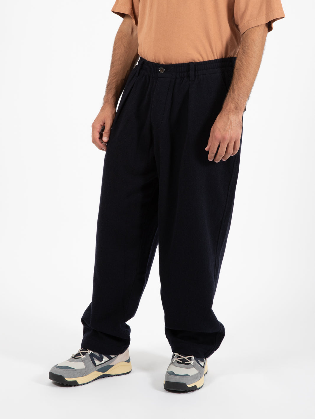 Pantaloni Oxford in lana navy