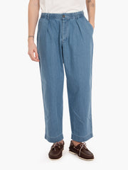 UNIVERSAL WORKS - Pantaloni Oxford washed indigo