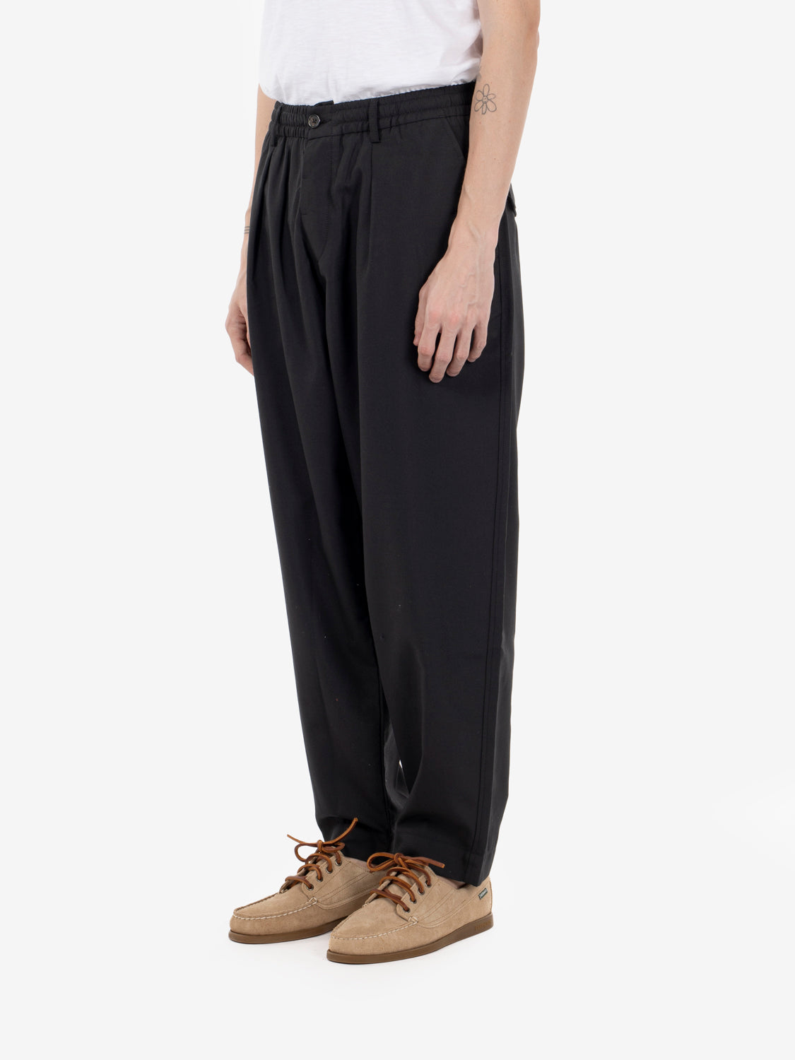 Pleated track pant black