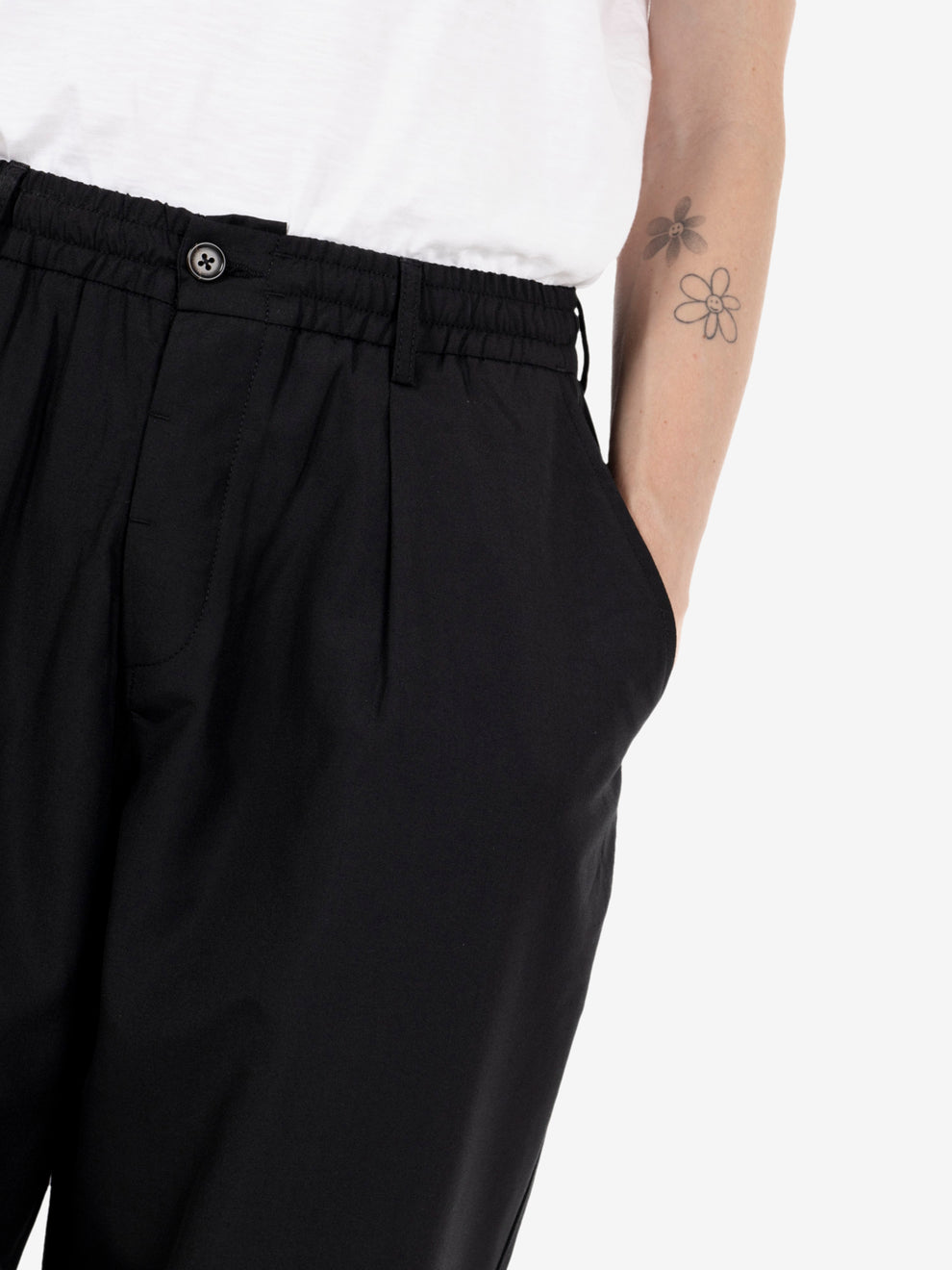 Pleated track pant black