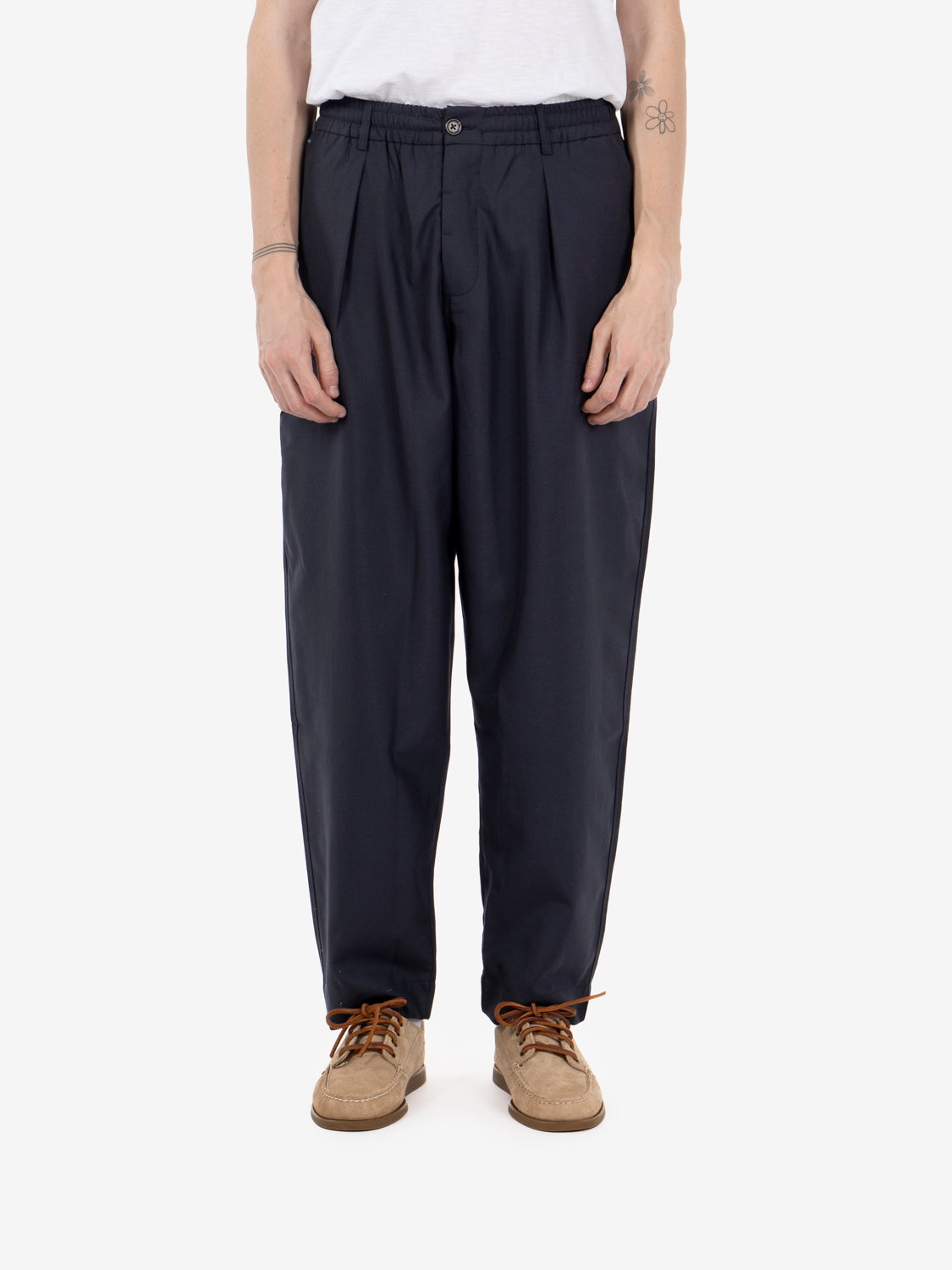 Pleated track pants navy